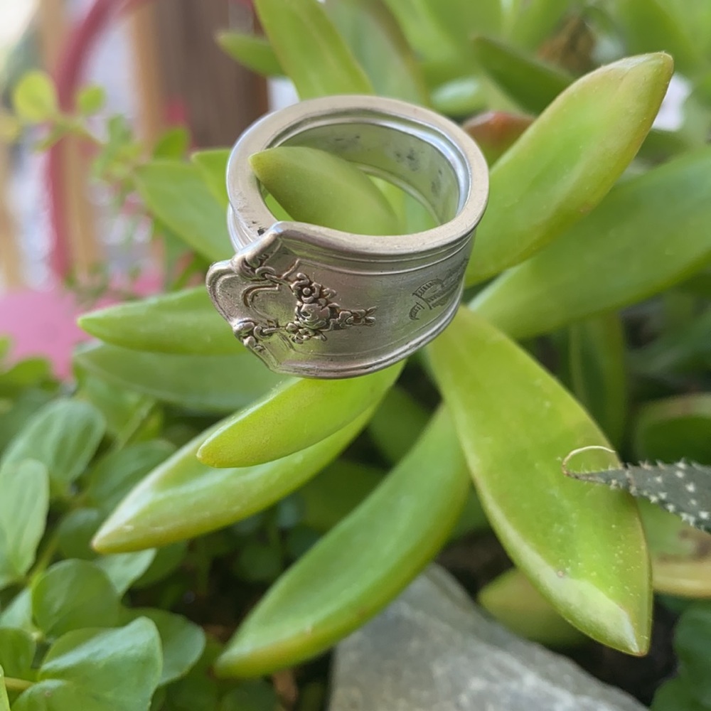 Vintage Handmade Spoon Ring Initial B - image 3